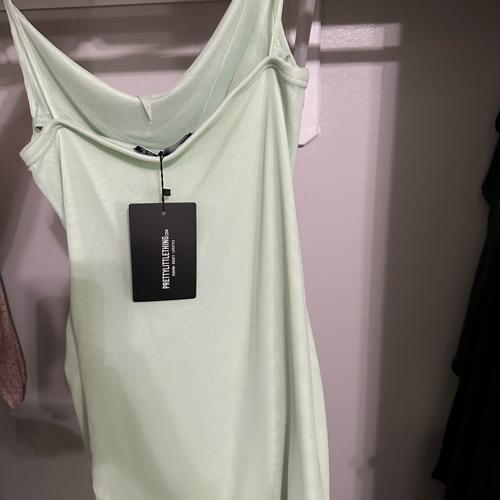 Pretty Little Thing mint ruched dress size US 10